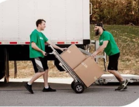 Movers carrying furniture